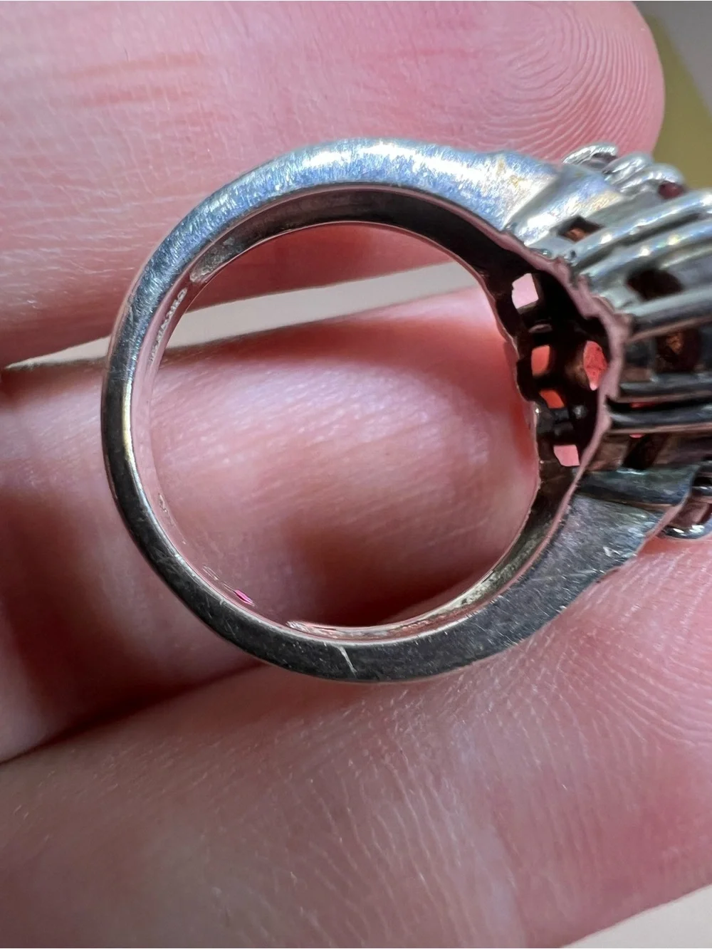 Red Garnet Cluster Sterling Silver Ring